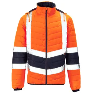 2 Tone Hi-Vis Puffer Jacket Orange/Navy - XL