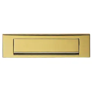 Inward Opening Letterbox Plate 224mm Fixing Centres 254 x 78mm Polished Brass