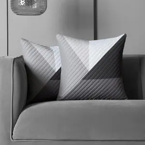 4 Pack Geometric Pinsonic Cushion Covers, Grey - 45 x 45cm