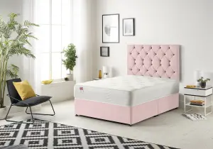 Somnior Premier Pink Plush 4FT Memory Foam Divan Bed With Mattress & Headboard - Small Double