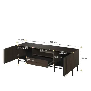 Piemonte Dark Oak Effect TV Cabinet (H)550mm  (W)1650mm (D)440mm  with Drawer and Open Compartment