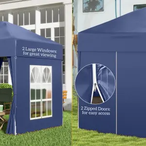 Outsunny 2mx2m Pop Up Gazebo Party Tent Canopy Marquee with Storage Bag Blue