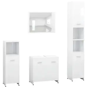 Berkfield 4 Piece Bathroom Furniture Set High Gloss White Engineered Wood