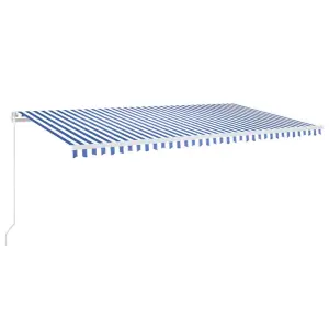 Berkfield Manual Retractable Awning with LED 600x350 cm Blue and White