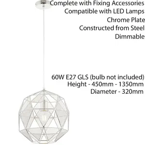 Hanging Ceiling Pendant Light CHROME Geometric Lamp Shade Bulb Holder Fitting