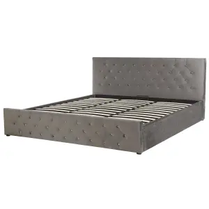 Velvet EU Super King Size Ottoman Bed Grey AMIENS