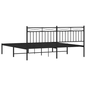 Berkfield Metal Bed Frame with Headboard Black 180x200 cm