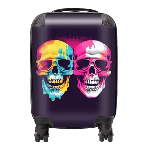 Pinks And Blue Happy Skeletons Suitcase - Small