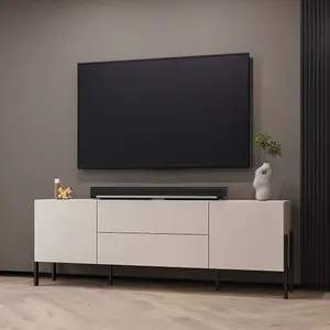 Modern Yukon 40 TV Cabinet 2040mm in Cashmere - Sleek Media Storage H700mm D400mm