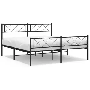 Berkfield Metal Bed Frame with Headboard and Footboard Black 135x190 cm 4FT6 Double