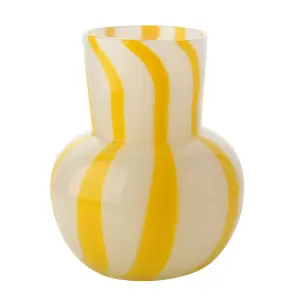 Hestia Striped Glass Vase - Yellow