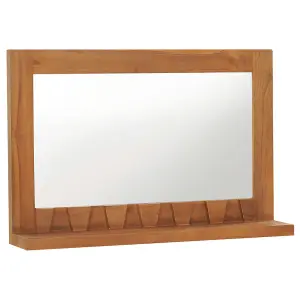 Berkfield Wall Mirror with Shelf 60x12x40 cm Solid Teak Wood