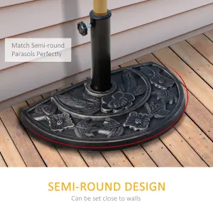 Outsunny 9kg Half Round Parasol Umbrella Base Resin Outdoor Garden Furniture