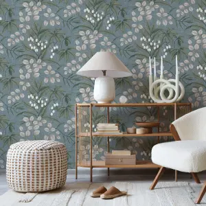 Superfresco Easy Duck Egg Floral Embossed Wallpaper