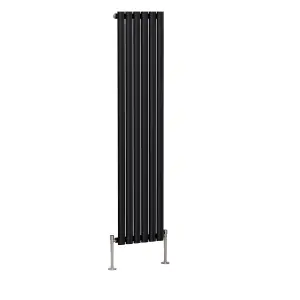 Right Radiators 1600x354mm Vertical Single Oval Column Designer Radiator Black