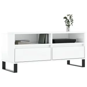 Berkfield TV Cabinet High Gloss White 100x34.5x44.5 cm Engineered Wood