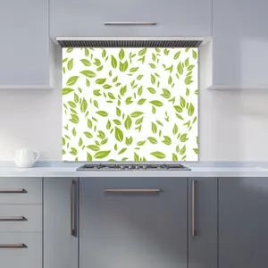 Green Leaves Premium Glass Kitchen Splashback W700mm x H750mm