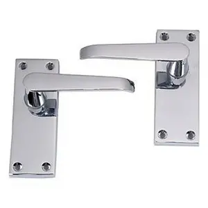 2 Pair Victorian Straight Lever Latch Handles Polished Chrome Finish 120mm x 40mm - Golden Grace