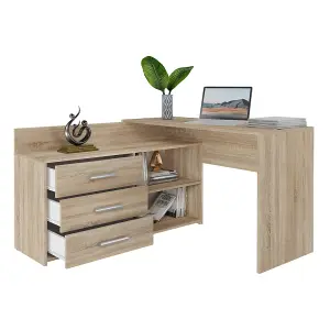 Dany Corner Desk with Drawers Sonoma Oak