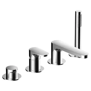 RAK Portofino 4 Hole Polished Chrome Modern Bath Shower Mixer Tap Solid Brass