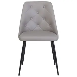 Set of 2 Dining Chairs VALERIE Faux Leather Light Grey