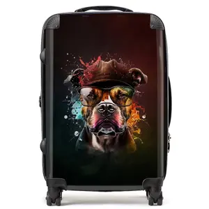 Staffordshire Bull Terrier Dog Splashart Suitcase - Medium