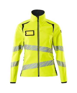 Mascot Accelerate Safe Ladies Fit Softshell Jacket (Hi-Vis Yellow/Dark Navy)  (X Small)