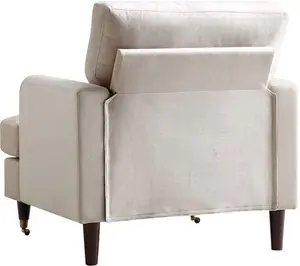 Brigette Beige Velvet Armchair With Antique Brass Castor Legs - Daals - Armchairs