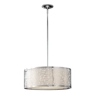 Luminosa Joplin 3 Light  Large Cylindrical Ceiling Pendant Chrome, E27