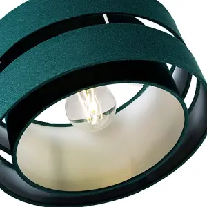 Contemporary Quality Green Linen Fabric Triple Tier Ceiling Pendant Light Shade