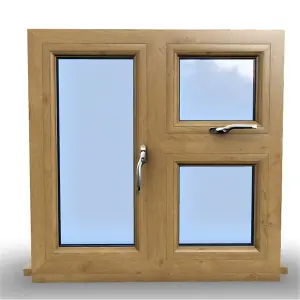 895mm (W) x 995mm (H) Wooden Stormproof Window - 1 Opening Window (RIGHT) - Top Opening Window (LEFT) - Toughened Safety Glass