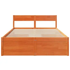 Berkfield Bed Frame without Mattress Wax Brown 120x190 cm Small Double Solid Wood Pine