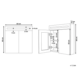 Bathroom Wall Mounted Mirror Cabinet with LED White 60 x 60 cm JARAMILLO