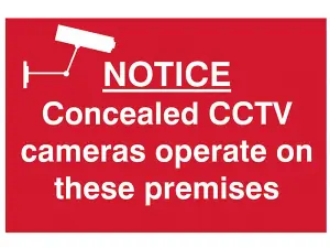 Notice for Concealed CCTV Cameras in Operation - Durable PVC Sign 300 x 200mm