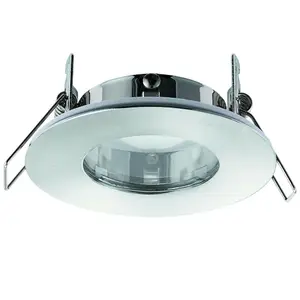 IP65 Bathroom Slim Round Ceiling Downlight Brushed Chrome Recessed GU10 Lamp