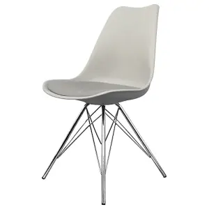 Soho Light Grey Plastic Dining Chair with Chrome Metal Legs