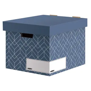 5 BANKERS BOX Decor Storage Boxes with Lids Cardboard Storage Boxes for Home Office W325 x H287 x D370mm Pack of 5 Slate Blue