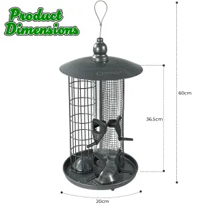 Hanging Wild Garden Bird Feeder 3 in 1 Seed, Nut, Fat Ball Suet Feeding Station