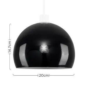 ValueLights Arco Gloss Black Dome Ceiling Pendant Shade and E27 GLS LED 10W Warm White 3000K Bulb