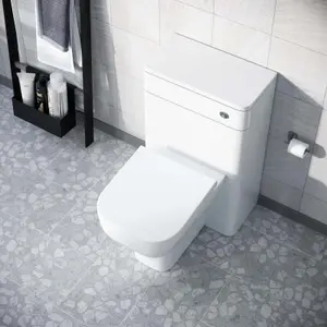 Modern 500mm Back To Wall WC Toilet Unit Gloss White Space Saving