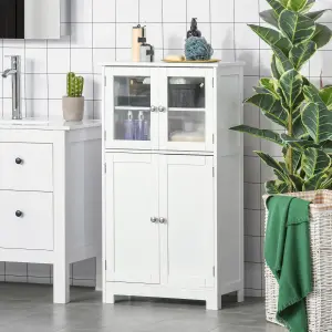 kleankin Bathroom Floor Storage Cabinet Standing Unit Kitchen Cupboard W/ Doors