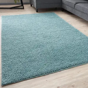 Myshaggy Collection Living Room Rugs Solid Design  Duck egg blue