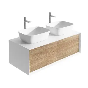 Declan White & Oak Wall Mounted Vanity Unit & Basin Set (W)1200mm (H)400mm