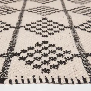 Homescapes Adana Handwoven Monochrome Cotton Textured Rug, 90 x 150 cm