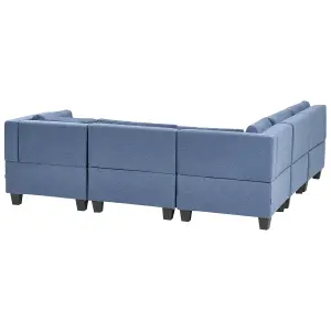 Corner Sofa with Ottoman UNSTAD Blue Fabric Right Hand