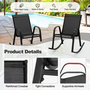 Costway Patio Rocking Chair Set of 2 Outdoor All-weather Metal Rockers