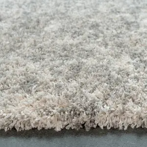 Super Soft Mottled Tonal Silver & Grey Shaggy Area Rug 160x230cm