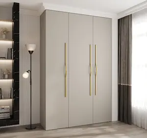 Elegant Cashmere Como II Hinged Door Wardrobe H2460mm W1600mm D500mm, Three Doors, Eleven Shelves, Two Hanging Rails, Gold Handles