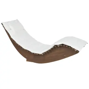 Sun Lounger Wood Off-White BRESCIA