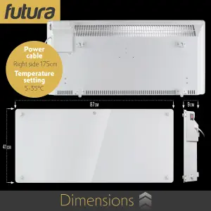 Futura Electric Panel Heater 2000W White Wall Mounted & Free Standing Glass Timer Thermostat Control Lot 20